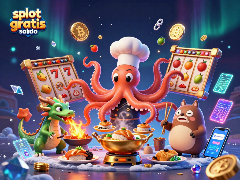 Play slots with slot gratis saldo, featuring a vibrant casino scene with animated characters and game elements.