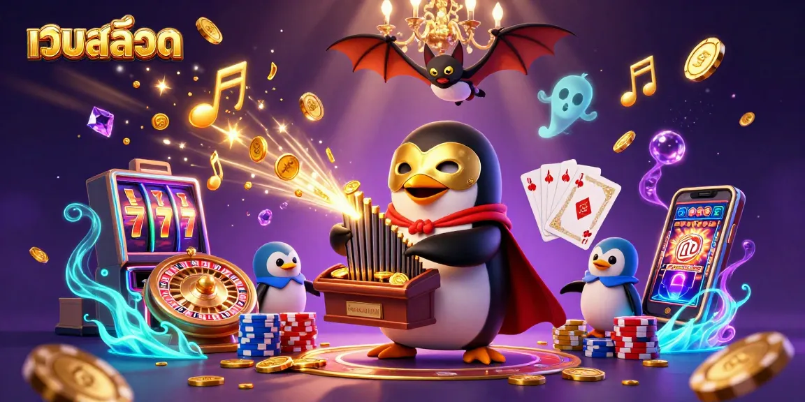 Experience thrilling เว็บสล็อต action with golden coins and 3D slot machines in an exciting casino scene