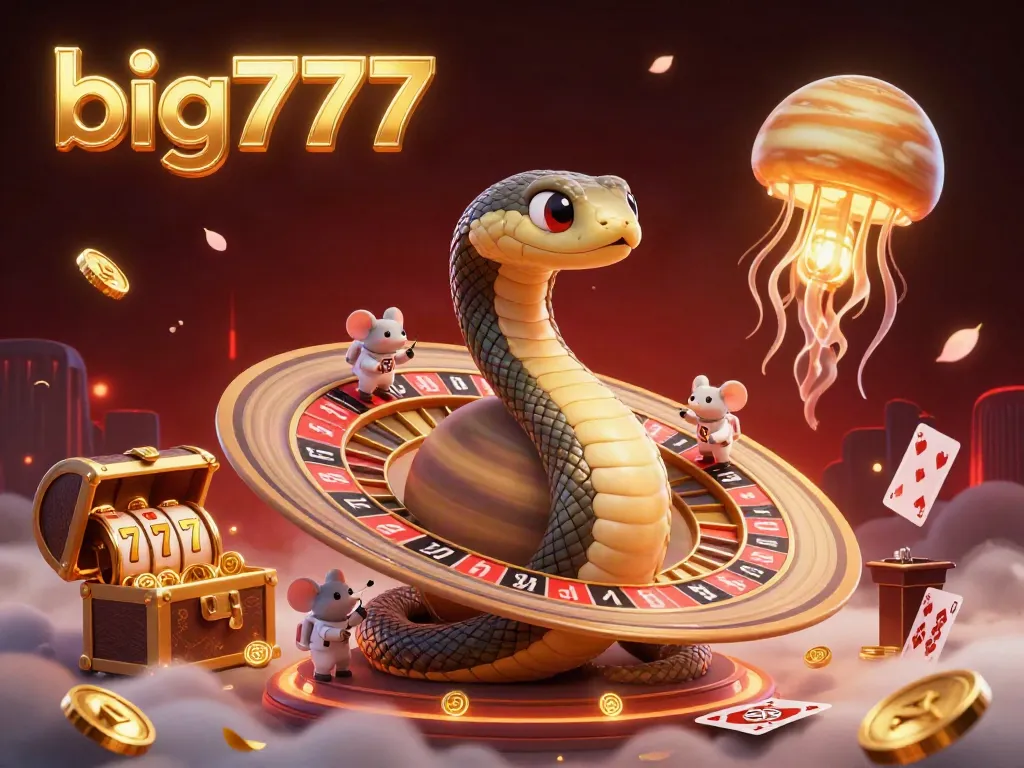 Experience the excitement with big777 in a vibrant cosmic casino scene featuring astronaut mice betting on Saturn's rings.