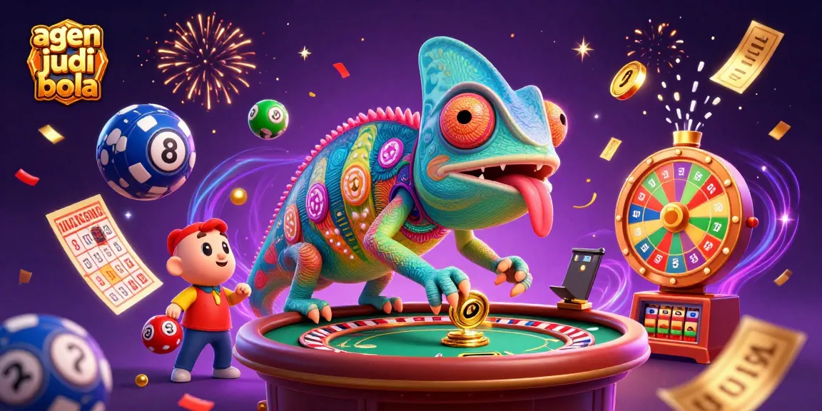 Experience the thrill of agen judi bola with a colorful casino scene full of dynamic elements.