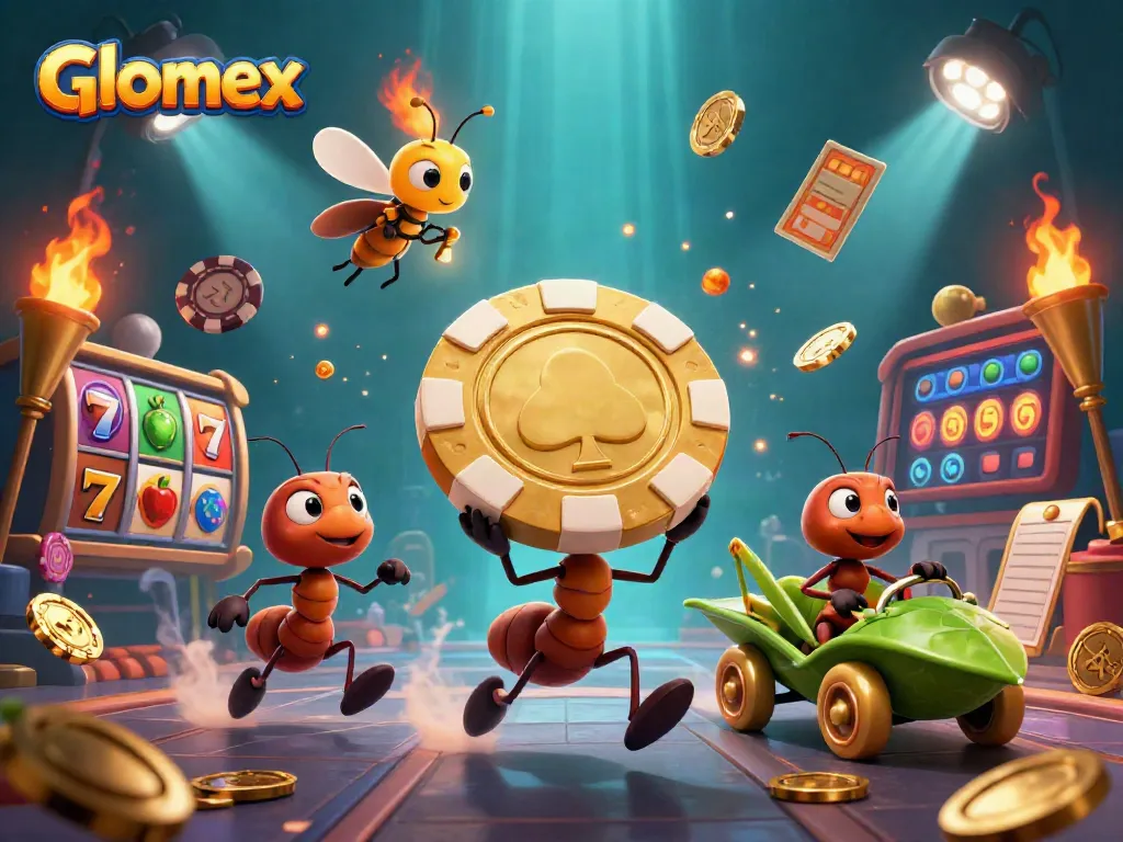 Glomex showcases a vibrant illustration of ants pulling off a thrilling casino heist.