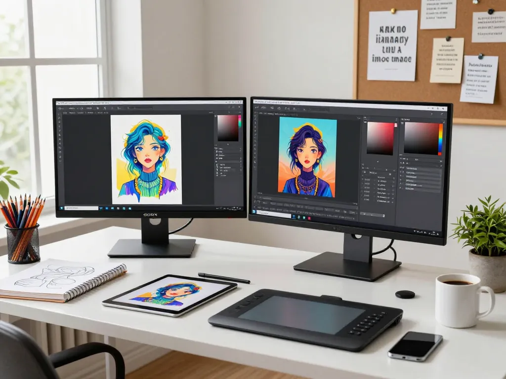 Designer using nano banana 2 AI image editor in a vibrant creative workspace.