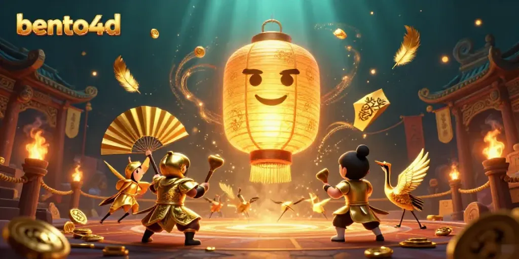 Experience the excitement of bento4d with a vibrant 3D illustration of a night market casino scene full of action.