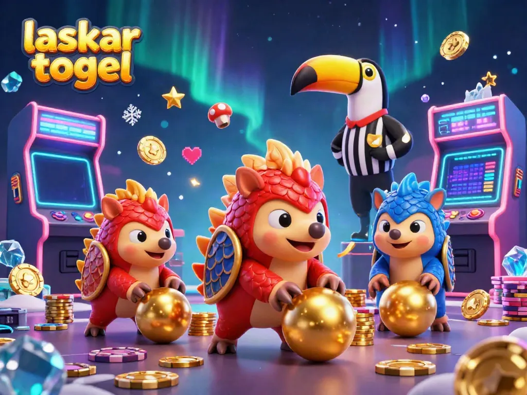 Experience laskar togel excitement with cartoon pangolins bowling through poker chips in a vibrant casino game.