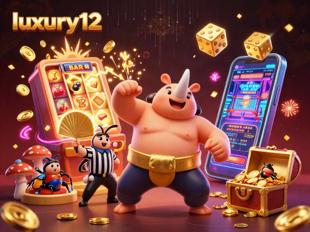 Luxury12 menghadirkan kekuatan kemenangan dengan simbol jackpot di pesta kasino yang meriah.