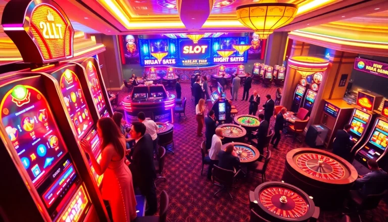 Engaged players enjoying the excitement of slot api raja 88 in a vibrant casino atmosphere.