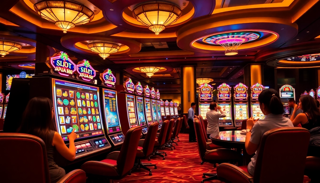 Experience thrilling gameplay at slot api raja 88 with vibrant slot machines and excited players.