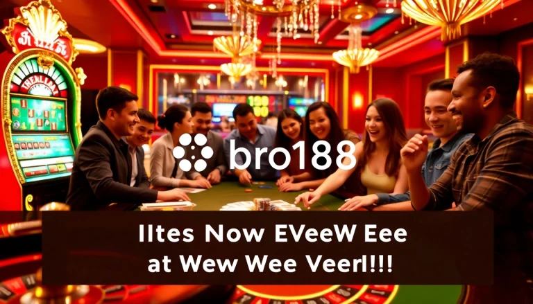 Experience excitement at bro138 with vibrant casino tables and winners celebrating!