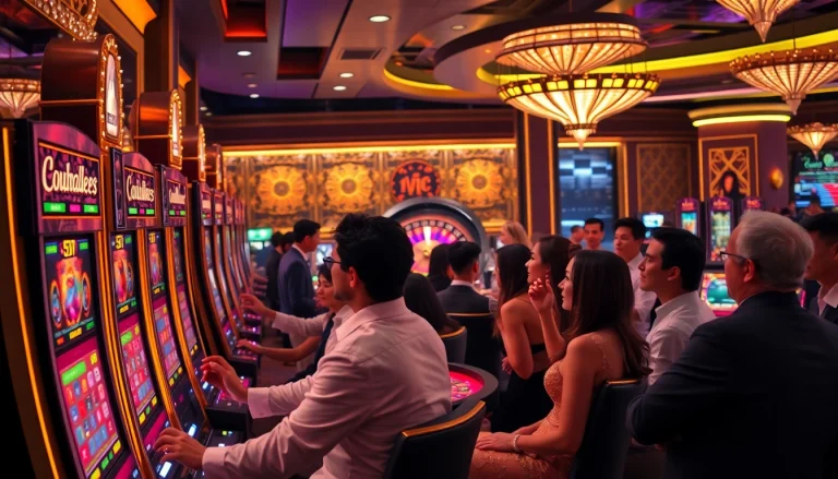 Experience thrilling gameplay in the luxurious ambiance of boosterjp's vibrant slot machine area.