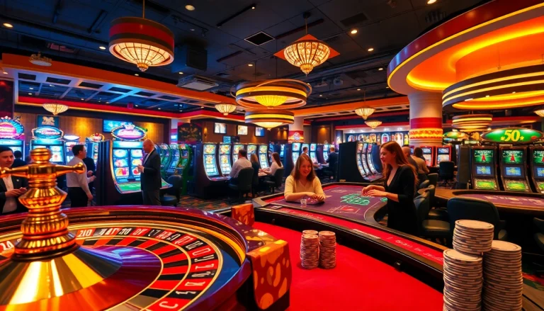 Players enjoying games in a glamorous casino, highlighting the bonus new member promotions on display.