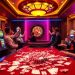 Experience the excitement of idnslot with vibrant slot machines and celebrating players in a luxurious casino.