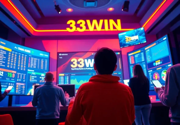 Engaging digital betting interface showcasing 33WIN platform with users placing bets.